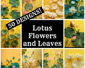Lotus Flower Journal Paper: Vintage Scrapbook Inserts (Digital Download)