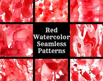 Red Watercolor Seamless Paper: 20 Printable Textures (Digital Download)