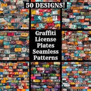 Placas de graffiti em papel digital sem costura, texturas sem costura de papel para scrapbook para impressão, download instantâneo digital de placas de graffiti