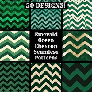 Smaragdgrönt Chevron Seamless Mönster: Scrapbookpapper (digital nedladdning)