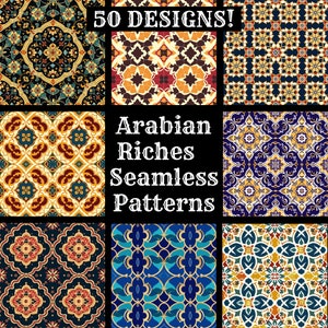 Papel digital sin costuras Arabian Riches, texturas sin costuras de papel de álbum de recortes imprimible, patrón de textura de riquezas árabes de descarga instantánea digital