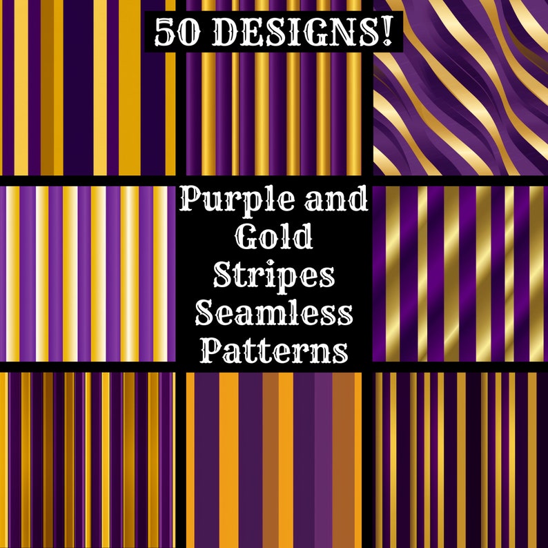 Purple and Gold Stripes Seamless Digital Paper Printable Scrapbook ...