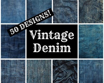 Vintage Denim Paper: 50 PNG Designs for Junk Journals (Digital Download)