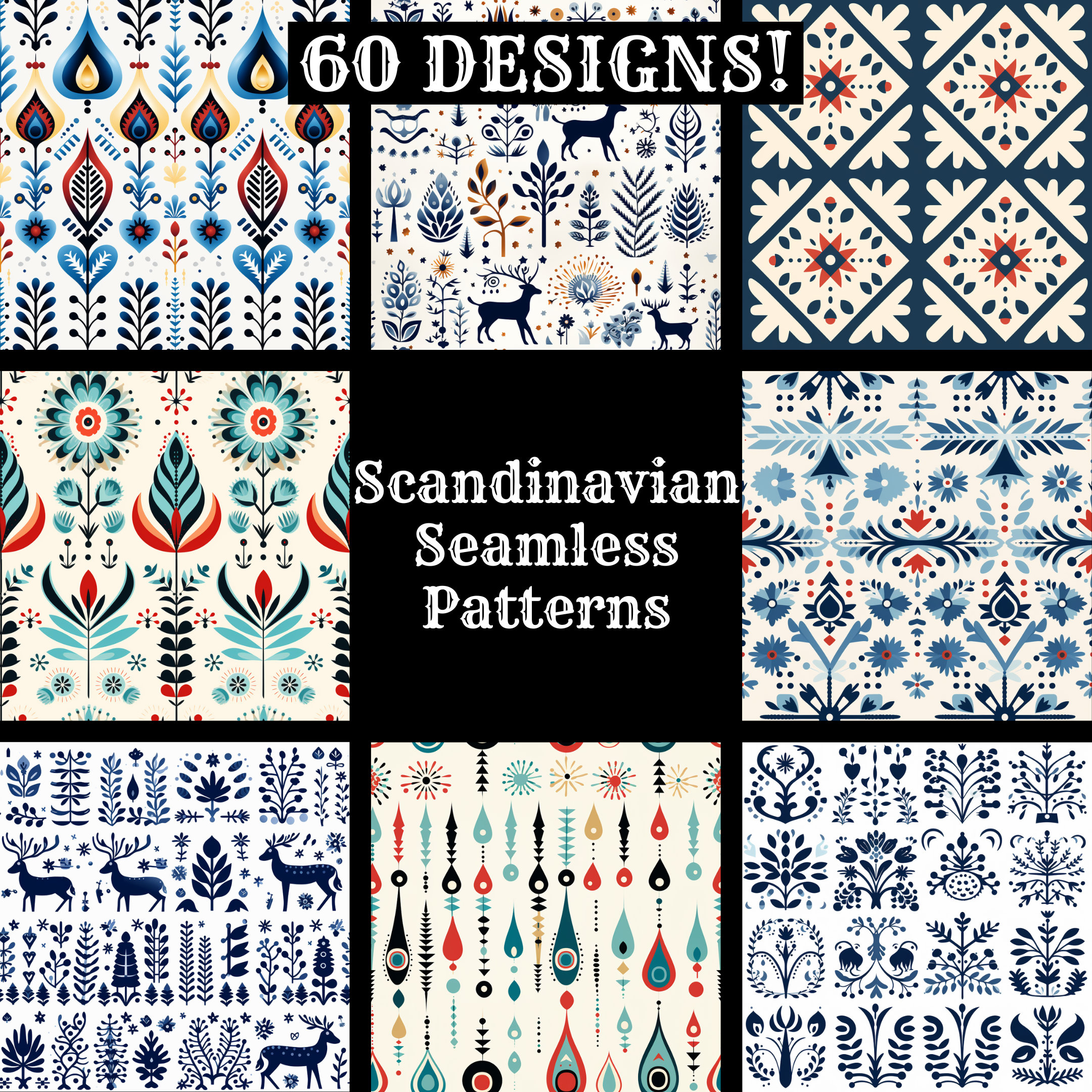Scandinavian Seamless Digital Paper, Printable Scrapbook Paper Seamless ...
