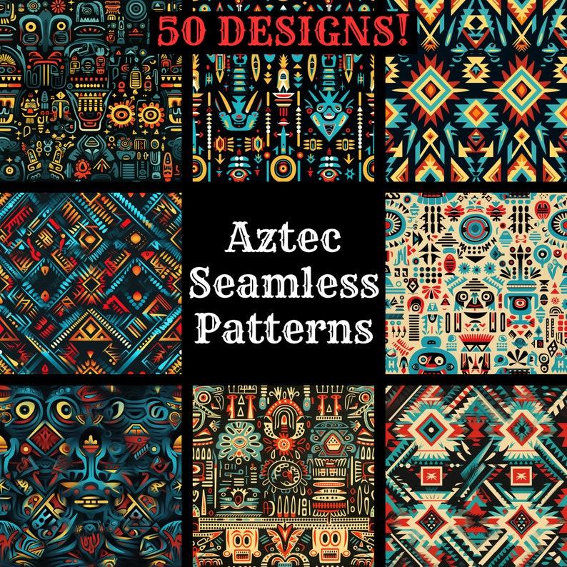Aztec Seamless Pattern Digital Paper: 50 Pack Bundle (PNG, 300 Dpi) - Etsy