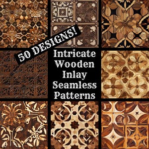 Ingewikkelde houten inlay naadloos digitaal papier, ingewikkelde houten inlay afdrukbaar plakboekpapier naadloze texturen, digitale Instant Download