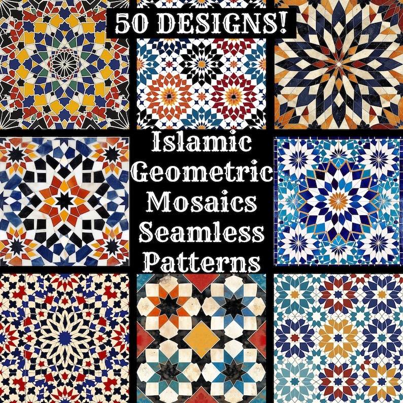 Islamic Patterns Using Geometry Collage Islamic Geometric Mosaic Patterns: Seamless Digital Paper (PNG) - Etsy