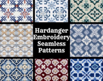 Hardanger Embroidery Seamless Patterns: 50 Digital Papers (PNG, 300 dpi) (Digital Download)