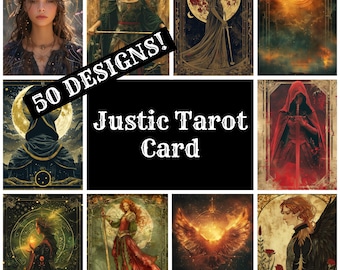 Justic Tarot Card Digital Paper: Vintage Journal Inserts (PNG, 8.5x11 in) (Digital Download)