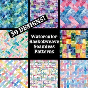 Watercolor Basketweave Seamless Digital Paper, Printable Scrapbook Paper Seamless Textures, Digital Instant Download