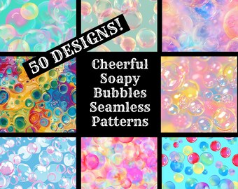 Soapy Bubbles Seamless Pattern: Cheerful Digital Paper (PNG, 300 dpi)
