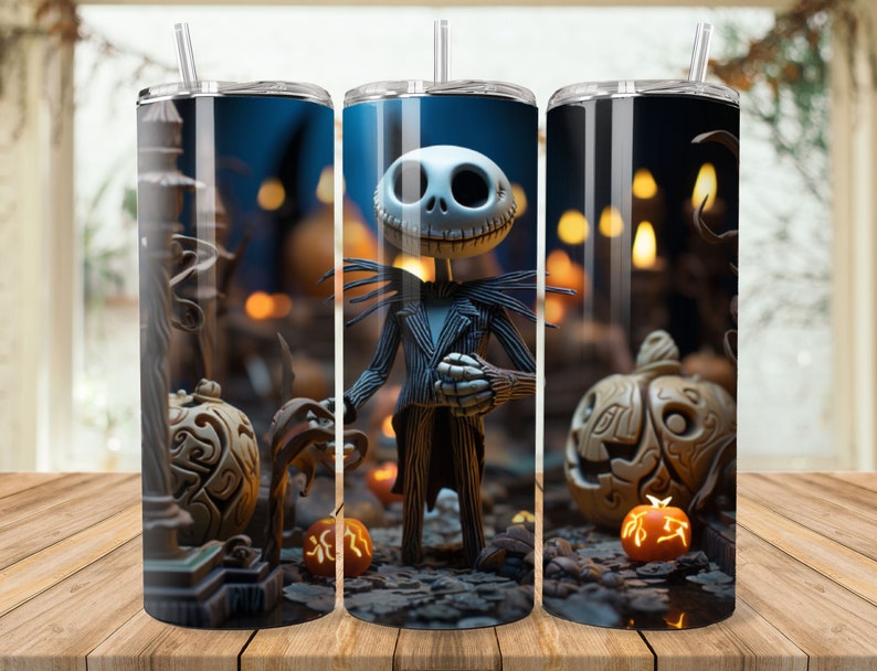 a set of three tumbles with a cartoon character on them