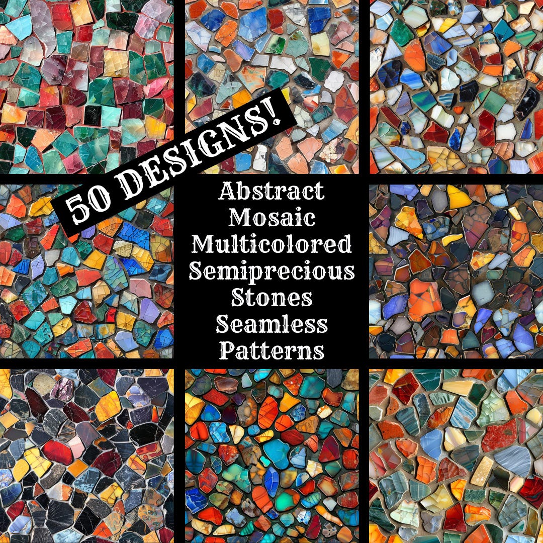Mosaic Semiprecious Stone Seamless Pattern: Multicolored Abstract ...