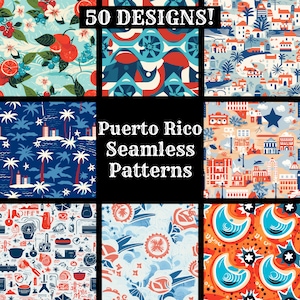 Puerto Rico Seamless Pattern: Tropical Digital Paper (PNG, 300 Dpi) - Etsy