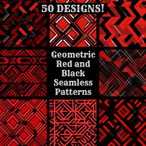Geometrisch rood en zwart naadloos digitaal papier, afdrukbaar plakboekpapier naadloze texturen Digitale Instant download Geometrisch zwart en rood