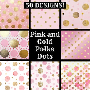Roze en gouden stippenpapier, roze en gouden stippen afdrukbaar papier, roze en gouden stippen Journal Supplies, Journal Inserts