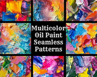 Oil Paint Seamless Pattern: 50 Multicolor Designs (Digital Download)