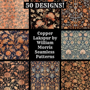 William Morris Copper Lakspur Seamless Pattern (Digital Download)