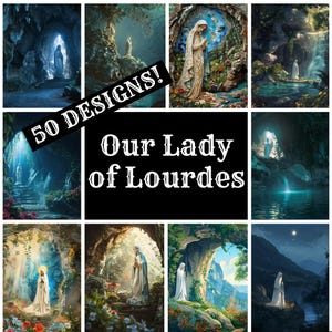 Onze-Lieve-Vrouw van Lourdes-dagboekpapier, Onze-Lieve-Vrouw van Lourdes-afdrukbaar papier, vintage tijdschriftenbenodigdheden, inlegvellen