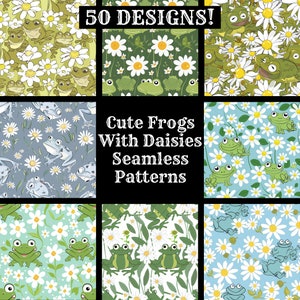 Süße Frösche mit Gänseblümchen nahtlose digitales Papier, süße Frösche mit Gänseblümchen druckbare Scrapbook Papier nahtlose Texturen digitaler Sofort Download