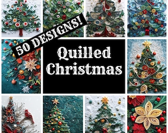 Quilled Christmas Journal Paper, Quilled Christmas Printable Paper, Vintage Quilling Christmas, Journal Supplies, Journal Inserts