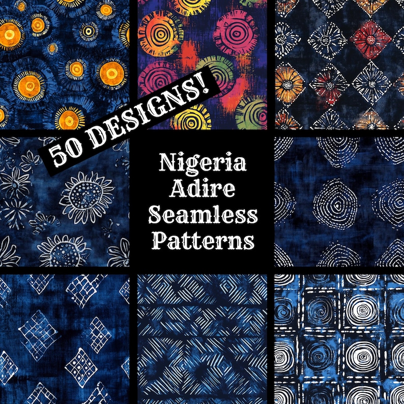 a collection of nine different patterns with the words, 50 designs