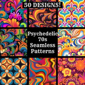 Psychedelische 70er Jahre nahtlose digitales Papier, druckbare Scrapbook Papier nahtlose Texturen, digitale Sofortdownload nahtlose psychedelische 70er Jahre