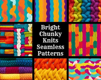 Bright Chunky Knit Seamless Patterns: 50 PNG Digital Papers (Digital Download)
