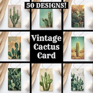 étiquettes de journal cactus vintage, étiquettes imprimables cactus vintage Image de cactus vintage, fournitures de journal cactus vintage, encarts de journal, étiquettes cadeaux