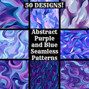 Papel digital sin costuras púrpura y azul abstracto, texturas sin costuras de papel de álbum de recortes imprimible, descarga instantánea digital azul y púrpura