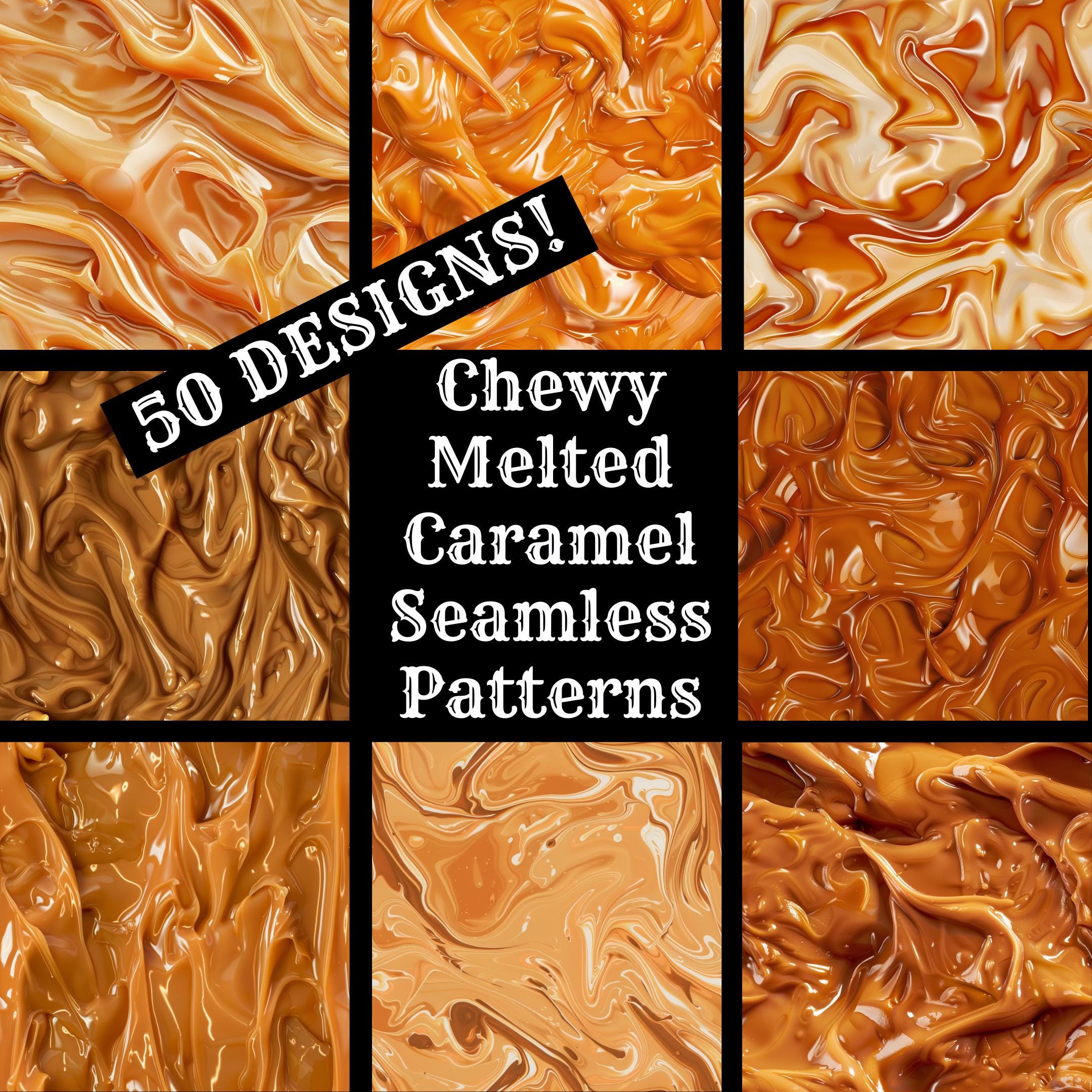 Caramel Texture: Chewy Melted Seamless Patterns (digital Download ...