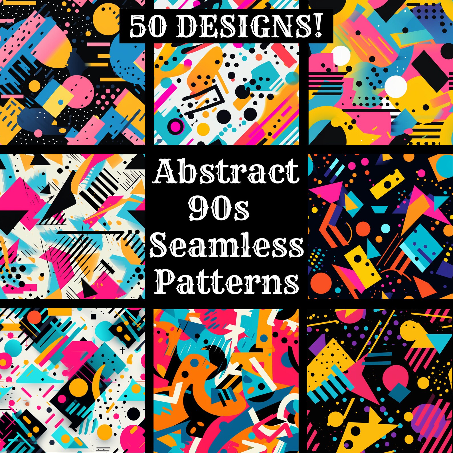 Abstract 90s Seamless Patterns: PNG Digital Paper (digital Download) - Etsy