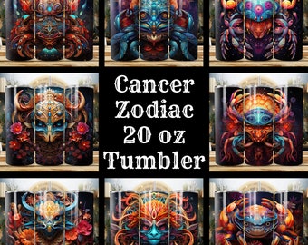 Cancer Zodiac Tumbler Wrap Bundle: 20oz Skinny Tumbler Sublimation Designs (Digital Download)