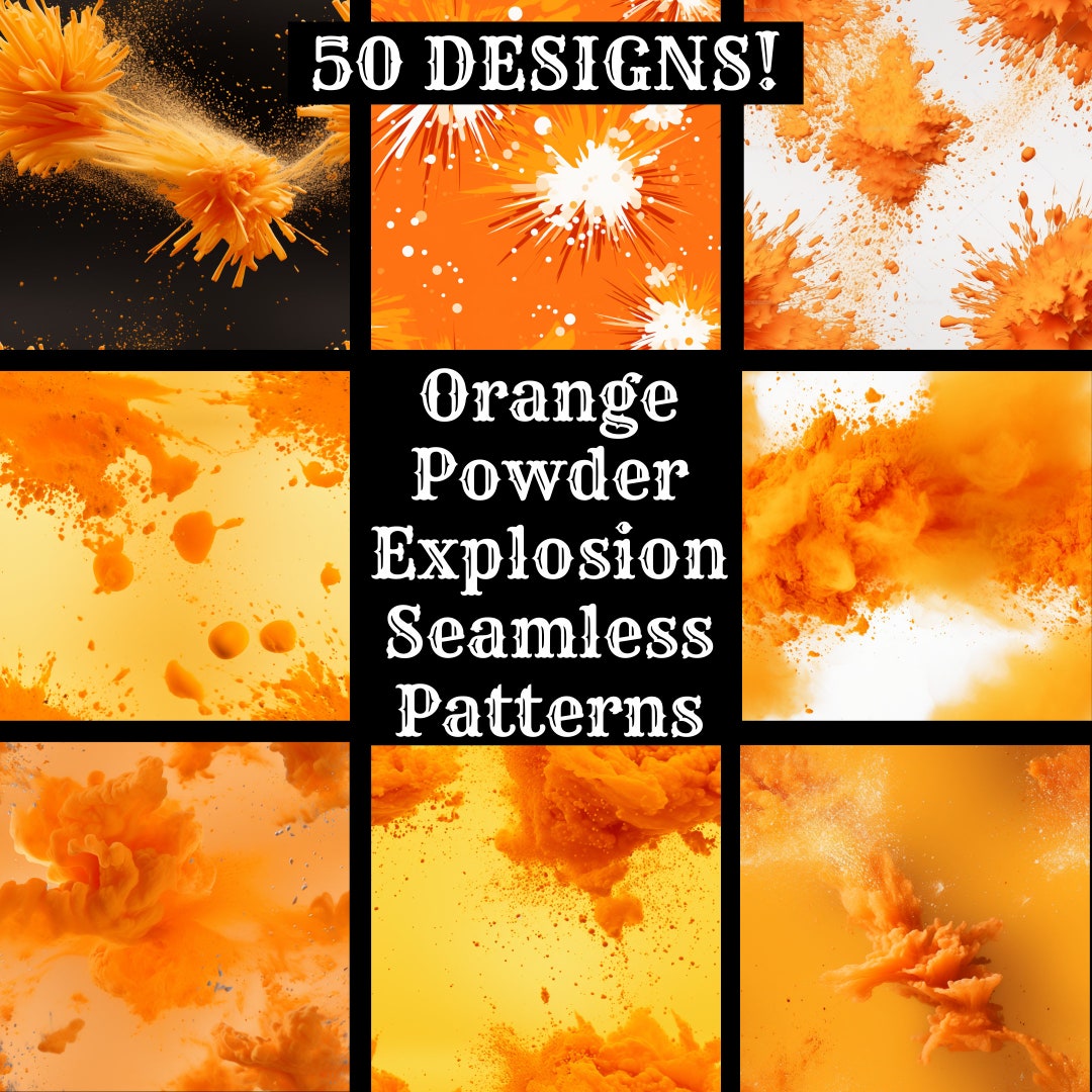 Pattern Explosion Samples Orange Powder Explosion Seamless Patterns: 50 PNG Digital Papers ...