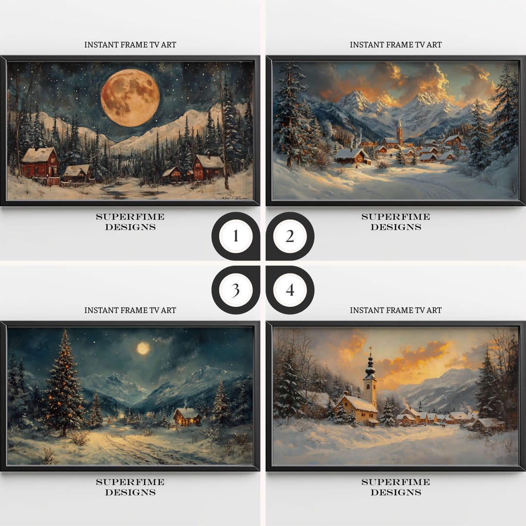 Winter Village Christmas Frame Tv Art Scenery Screensaver Digital