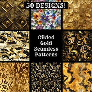 Gilded Gold Seamless Patterns: Scrapbook Paper Textures (Digital Download)
