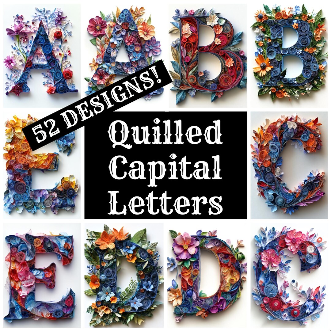Quilled Capital Letters: Vintage Journal Paper (PNG Digital Download ...