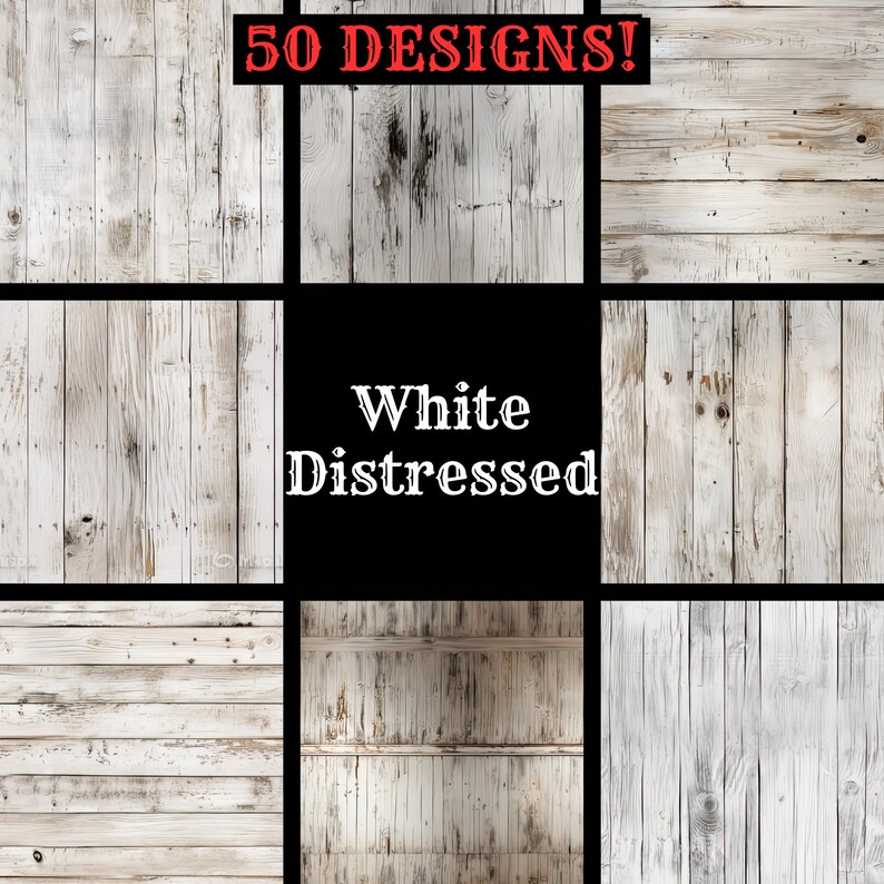 Pattern Under Distressing White Distressed Wood Textures: Seamless Digital Paper (PNG, 1024x1024 ...