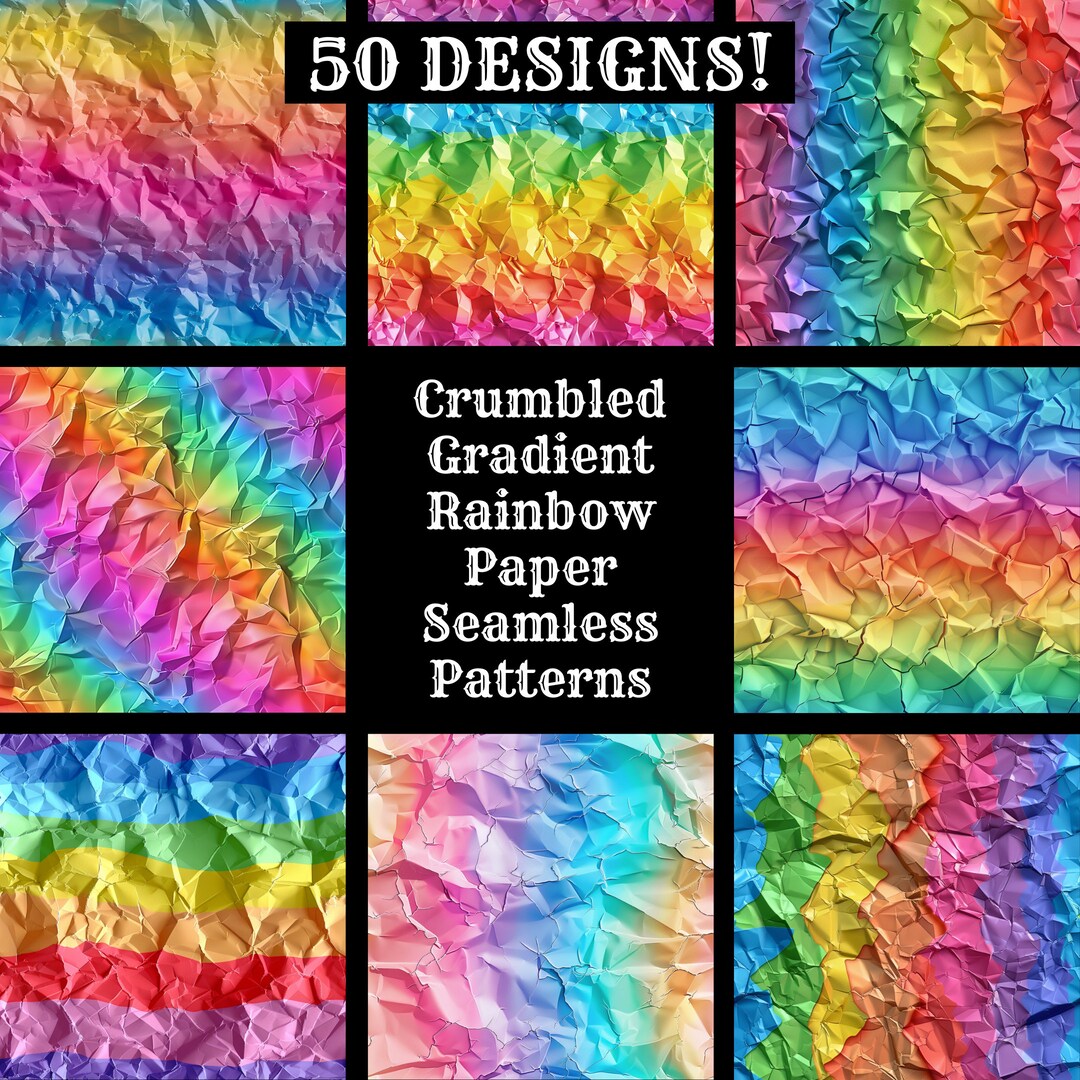 Crumbled Gradient Rainbow Paper Seamless Digital Paper, Crumbled ...