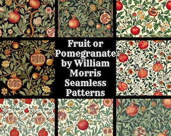 William Morris Pomegranate Seamless Pattern: Digital Paper (PNG)