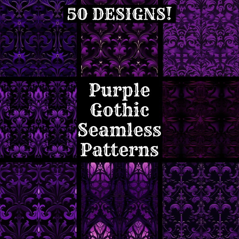 Purple Got Pattern Purple Gothic Seamless Patterns: Digital Scrapbook Paper (digital ...