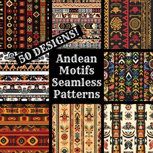 Andesmotieven naadloos digitaal papier, Andesmotieven afdrukbaar plakboekpapier naadloze texturen, digitale Instant Download