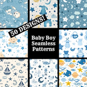 Baby Boy Seamless Digital Paper, Baby Boy Printable Scrapbook Paper Seamless Textures, Digital Instant Download