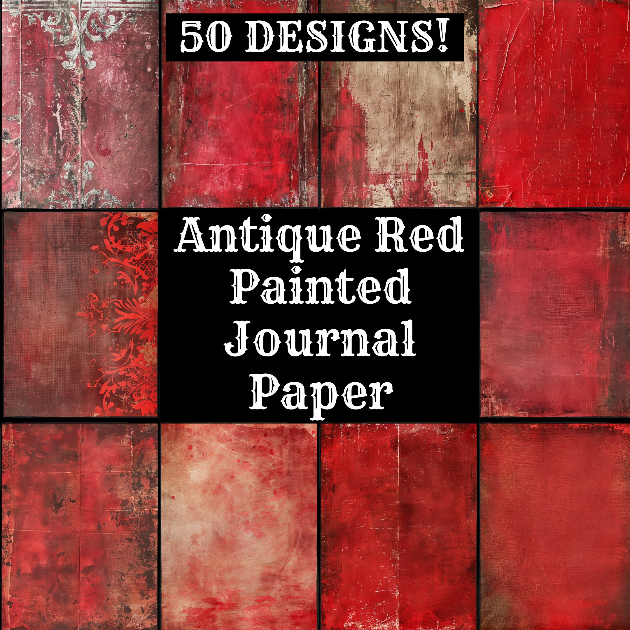 junkjournal【antique Red】 Vintage Red Junk Journal Kit - Digital Paper Prints
