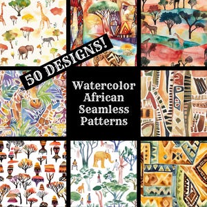 Aquarell afrikanische nahtlose digitales Papier, druckbare Scrapbook Papier nahtlose Texturen, digitale Sofort Download