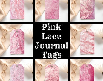 Pink Lace Journal Tags: Vintage Printable Ephemera (Digital Download)