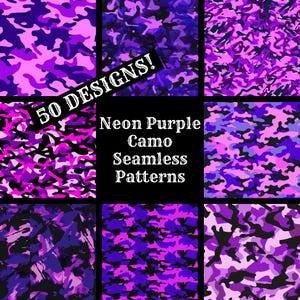 Papel digital sem emenda de camuflagem roxa neon, texturas sem costura de papel para scrapbook imprimível, download instantâneo Camuflagem roxa neon