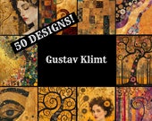 Gustav Klimt Digital Paper: Vintage Journal Inserts (PNG, 8.5x11 in) (Digital Download)