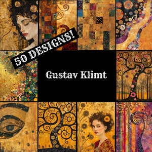 Carta per diario Gustav Klimt, Carta stampabile Gustav Klimt, Gustav Klimt vintage, Forniture per diario Gustav Klimt, Inserti per diario