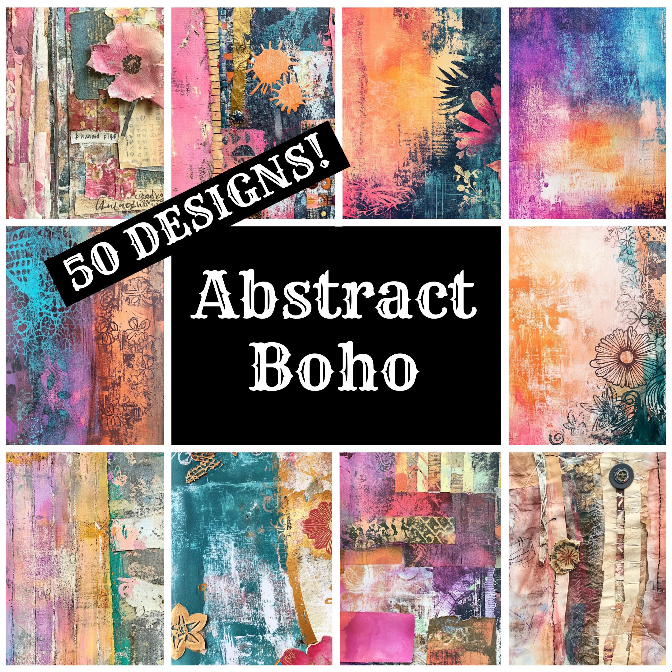 Abstract Boho Digital Paper: 50 PNG Journal Inserts (8.5x11 In ...